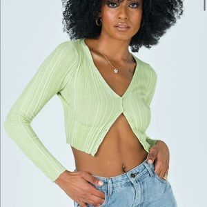 Princess Polly Mariah Cropped Cardigan Green